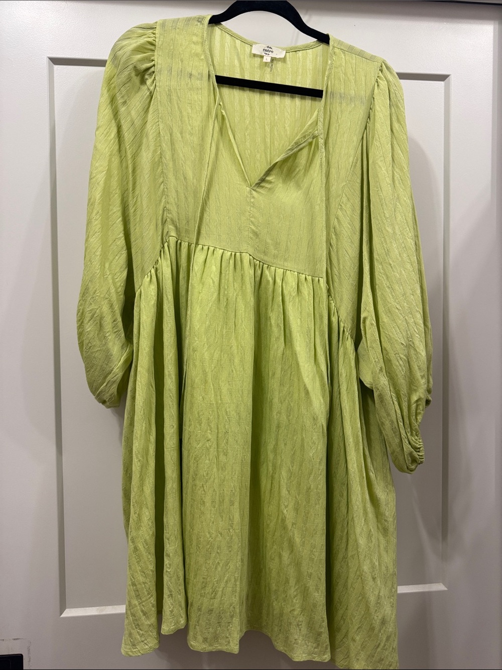 entro Light Green V-Neck Babydoll Tunic